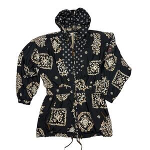 Vintage Obermeyer Black and Cream Patterned Ski Jacket